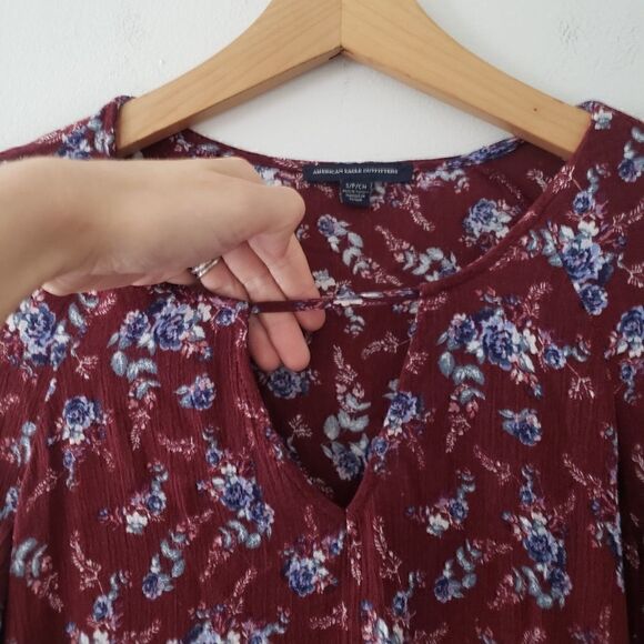 American Eagle Floral Peplum Top S - Picture 2 of 7